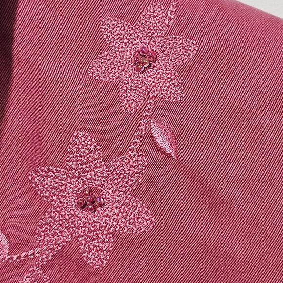 Alfred Dunner Long Sleeve Button Up Embroidered Mauve Size 16P Grannycore - Picture 2 of 9